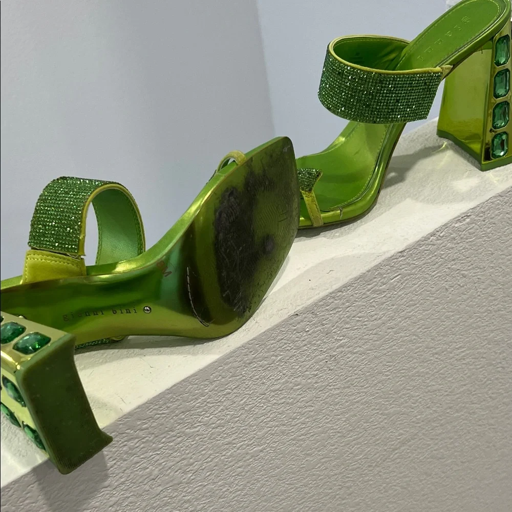 Gianni Bini Lime Green Embellished Heels - Picture 6 of 7